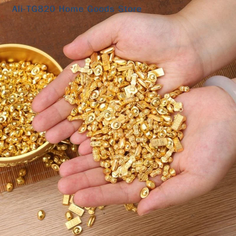 [TG820]100PCS Plastic Gold Attract Wealth Luck Charms Mini Dollars Ingots Gold Melon Seeds Handicraft