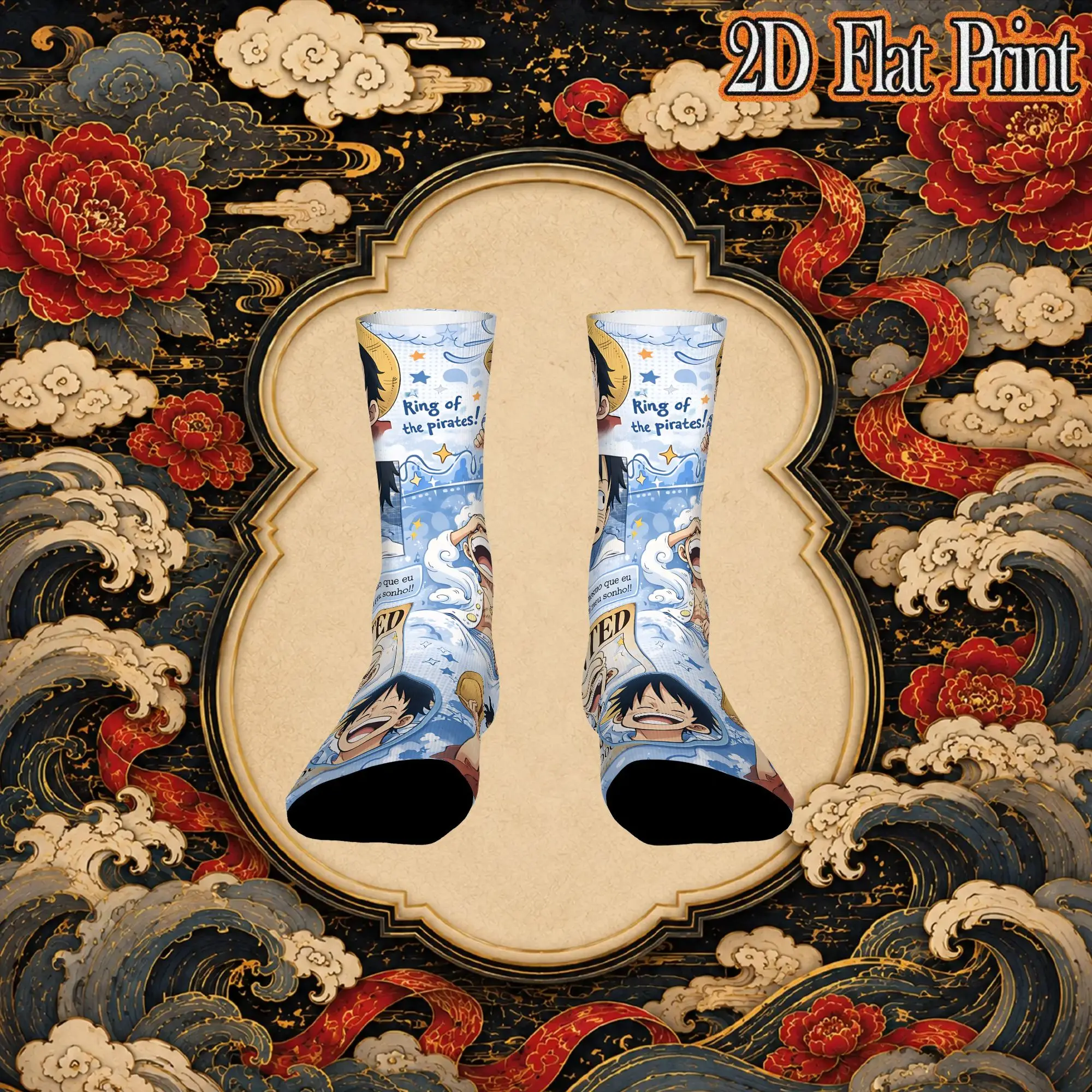 Fashion Anime One Pieces Theme Vintage  Hip Hop Novelty Seamless Crew Crazy Sock Sports Socks