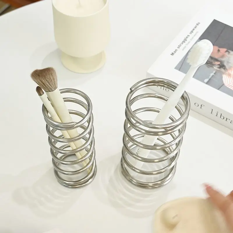 Ins Style Stainless Steel Toothbrush Holder, Simple Toothbrush Holder, Makeup Brush Storage Rack, Desktop Decoration