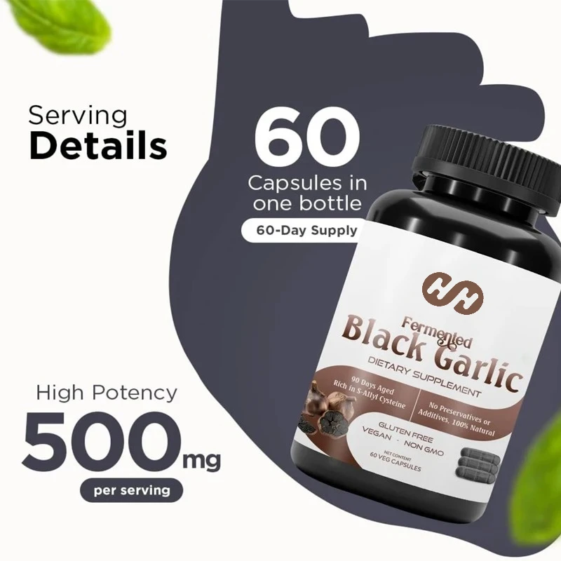 Organic Aged and Fermented Black Garlic Capsules, 60 Vegetarian Capsules, 500mg