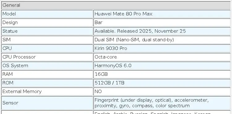 Original Huawei Mate 80 Pro Max Mobile Phone 6.9 Inches OLED Screen HarmonyOS 6.0 Kirin 9030 Pro XMAGE Camera Smartphone