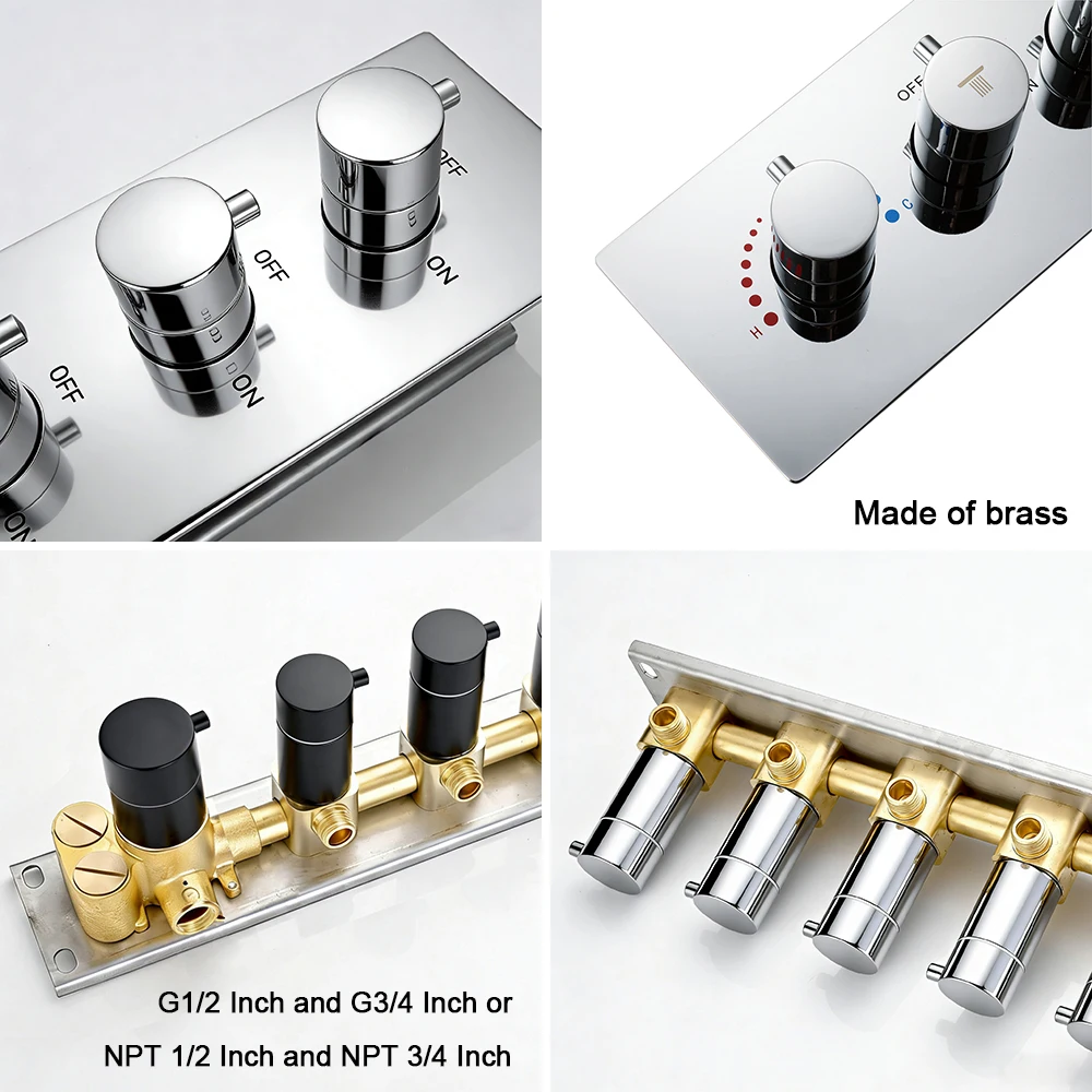 Bathroom Shower Mixing Valves Thermostatic Mixer Faucet Big Water Flow Shower Faucet Brass Chrome Shower Controller 6 Functions