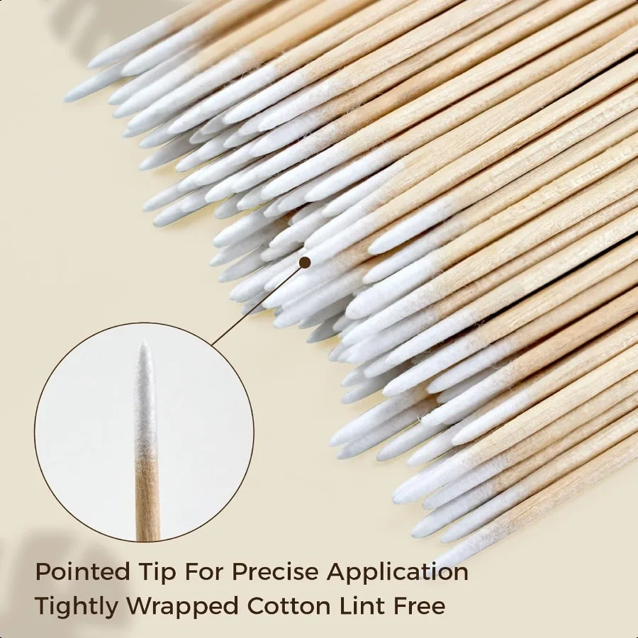 Tamponi di cotone a punta da 400 pezzi in custodia 4 applicatori con punta di cotone per microblading di precisione Mini bastoncini di tampone per trucco Cos