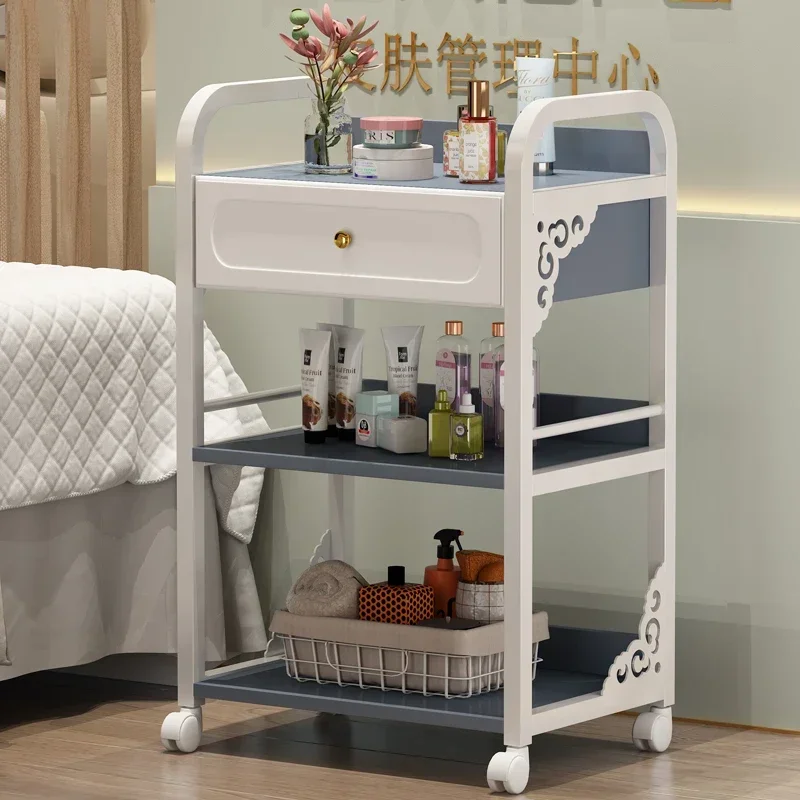 عربة النبيذ المهنية الحلاق الأثاث المنظم العجلات الطبية جماليات صالون محطات عربة الفولاذ المقاوم للصدأ لحام Friseur #4