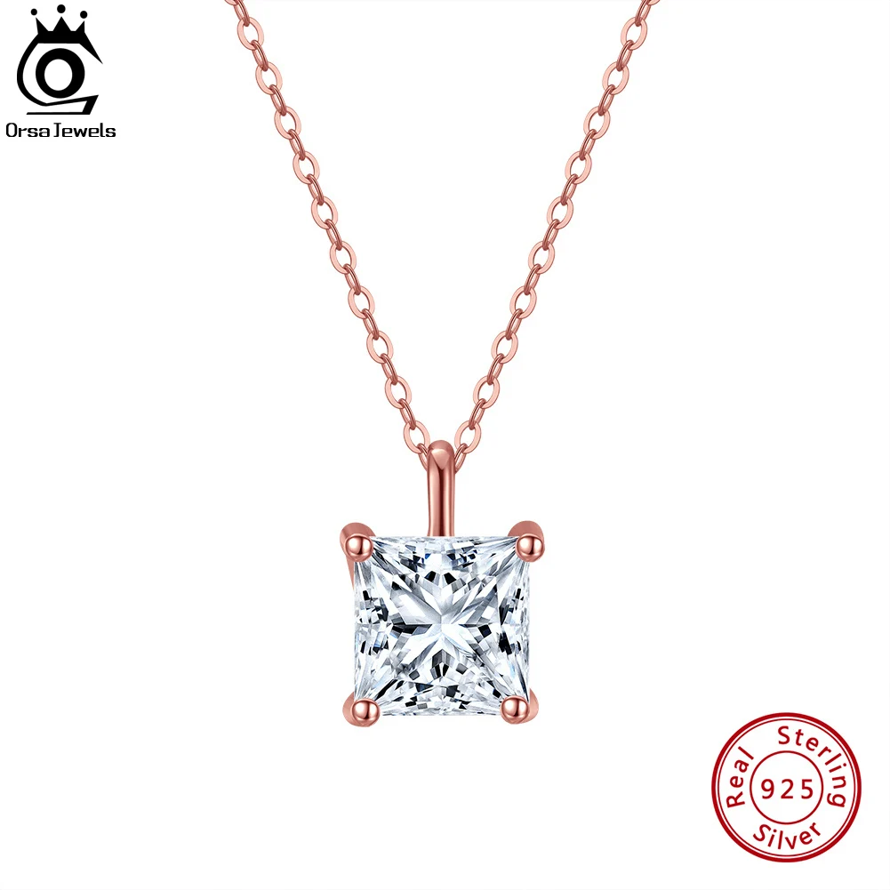 ORSA JEWELS 925 Sterling Silver Pendant Necklace Rose Gold Plated Elegant Women Neck Chain Jewelry Birthday Gift to Women APN12