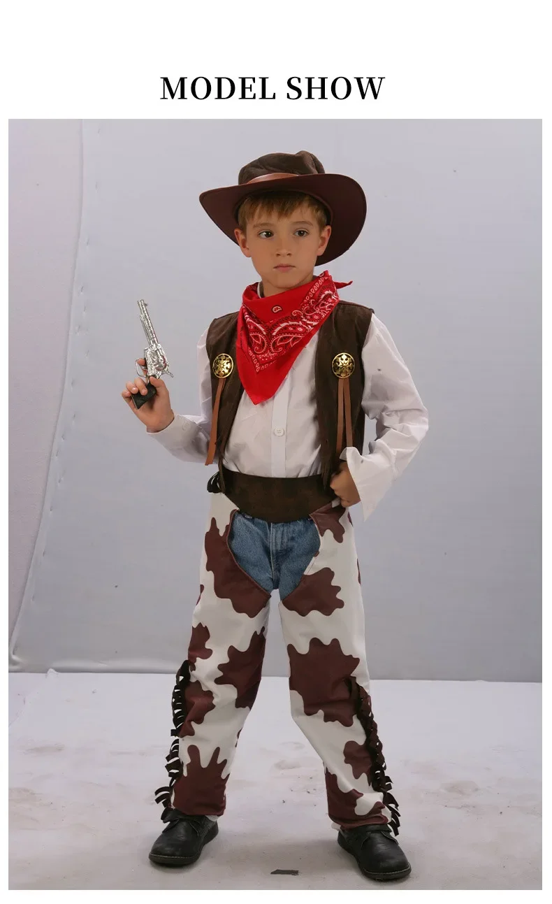 子供用カウボーイウェスタンアニメコスチューム、男の子用コスプレ、イベント、衣装、ix、ステージパフォーマンス