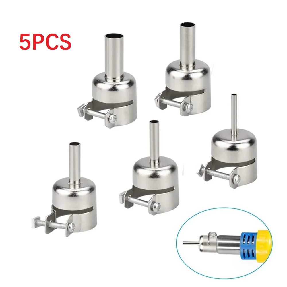 Air Stations Welding Nozzle 3 5 6 8 10MM 5pcs Silver Stainless Steel Strong Versatility 850 852D Series Hot Air Stations