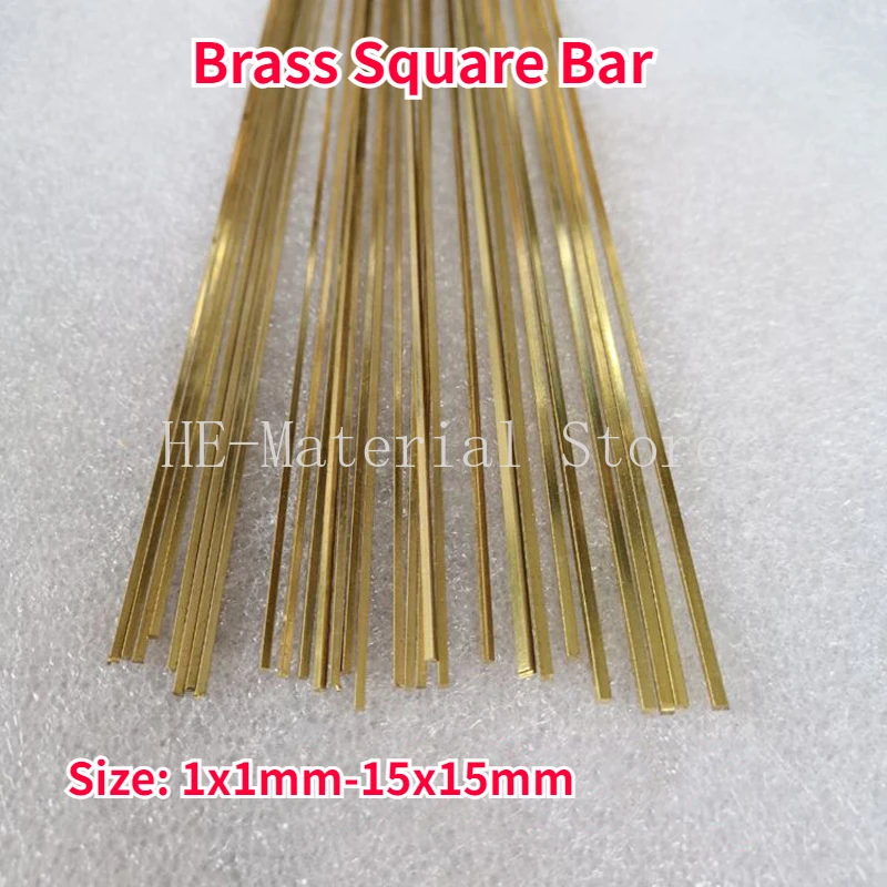 1-4Pcs Length 500mm Brass Square Bar Solid Thin Small Square Copper Bar 1x1/1.5x1.5/2x2/3x3/4x4/4.5x4.5/5x5/6x6-15x15mm