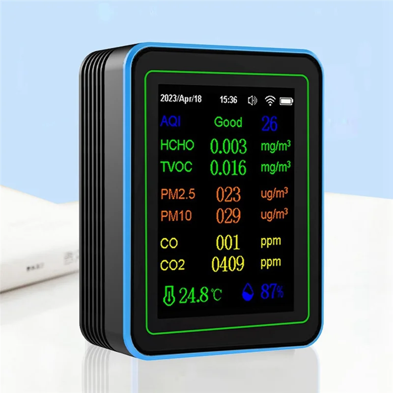 ABMF-Tuya Wifi 12 in 1 공기질 모니터 다기능 PM2.5 AQI PM10 HCHO TVOC CO CO2 화면 디스플레이 공기 감지기