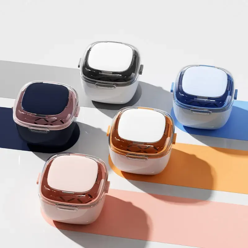 Multi Functional Double-layer Denture Holder Orthodontic Storage Boxes Drainage Layered Portable Denture Storage Box