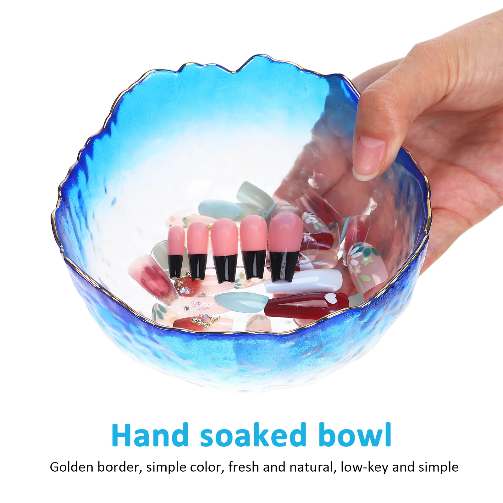 Bol de trempage pour ongles en verre, adoucissant pour les mains, bol de trempage pour enlever le vernis à ongles, outil de manucure, bols de trempage pour les mains