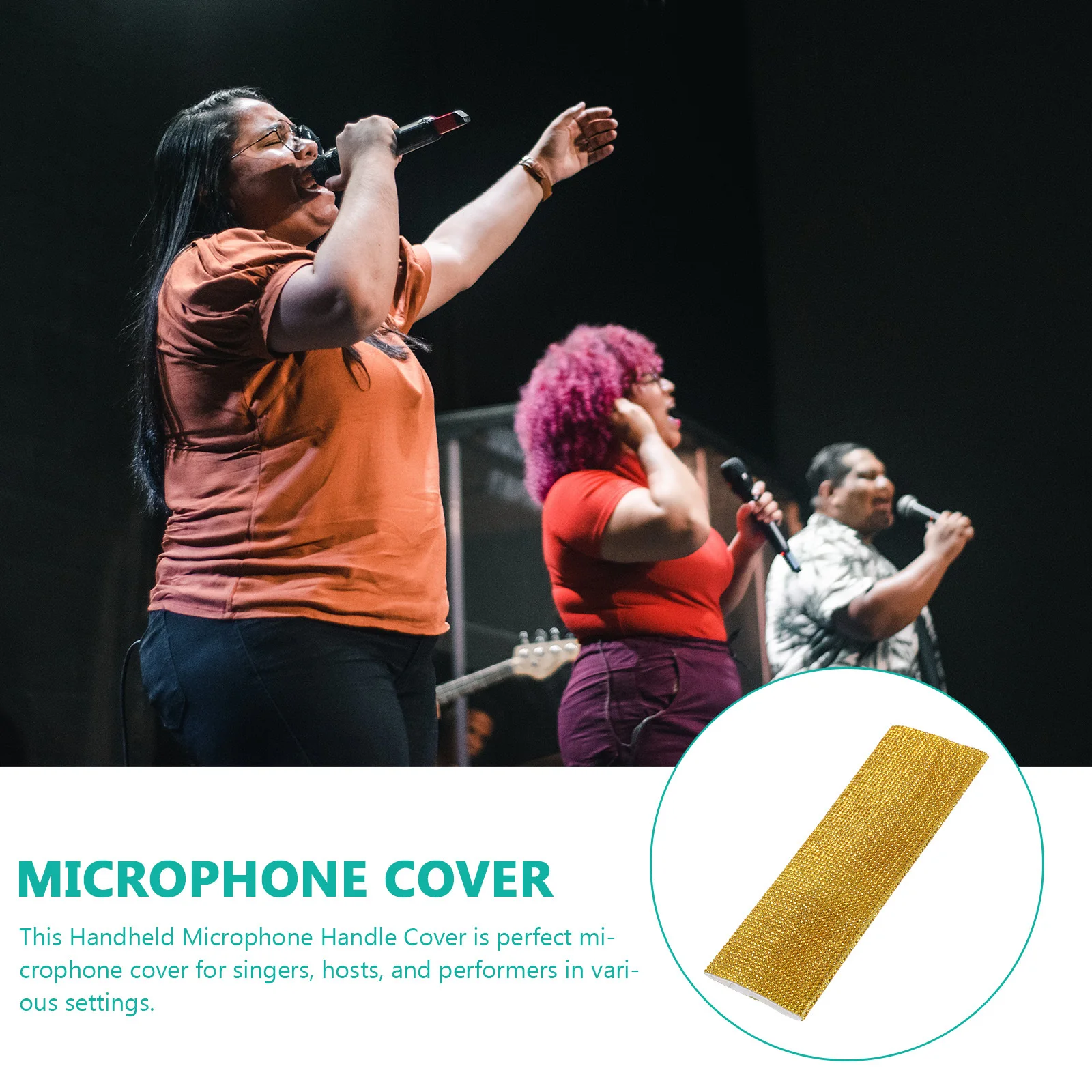 

Rhinestone Microphone Cover Stylish and Durable Accessory for Most Wireless Mics Easy to Apply Mic Handle Sleeve