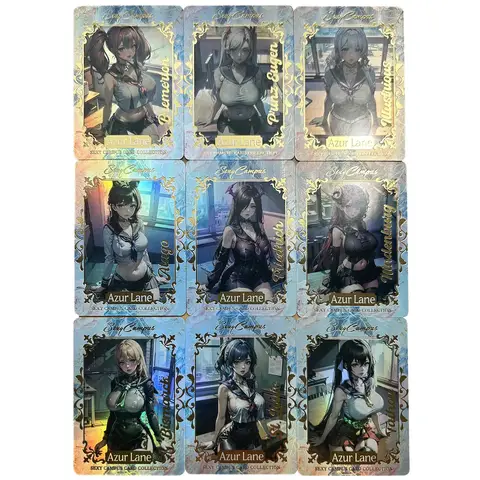 9 개/대 Diy Azur 레인 세인트 루이스 Jk 시리즈 컬렉션 카드 핫 스탬핑 굴절 컬러 플래시 Atago 게임 애니메이션 카드 선물 완구
