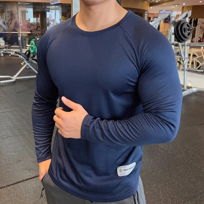 Sports Casual Long Sleeved Hat Sweaters Autumn Winter Breathable Elastic Training Men Top Clothes Slim  Running Fitness T-Shirt