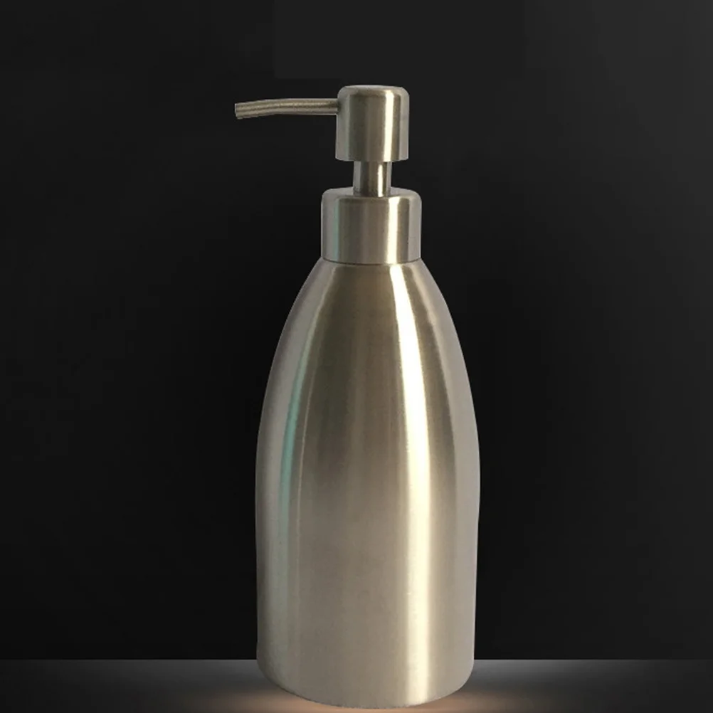 

304 Stainless Steel Pump Liquid Soap Bottle Reusable Empty Shampoo Container for Home Bathroom 500ml Silver