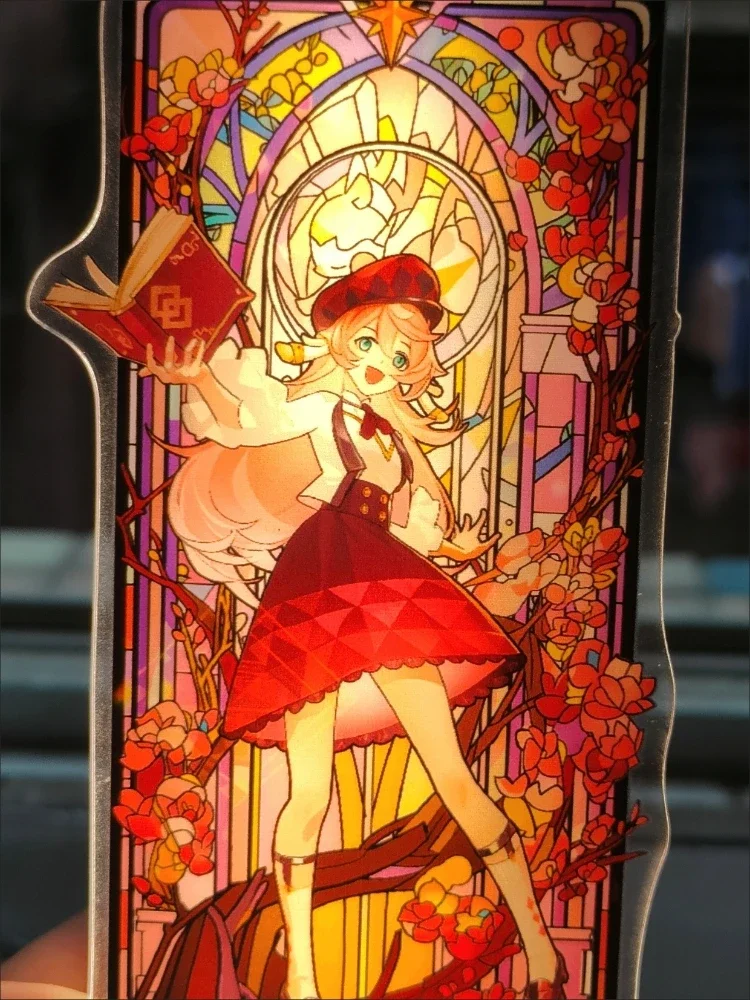 Genshin تأثير النوافذ الملونة الاكريليك الشكل حامل نموذج لوحة DIY بها بنفسك مكتب ديكور الدائمة علامة جمع حلية لمحبي الهدايا