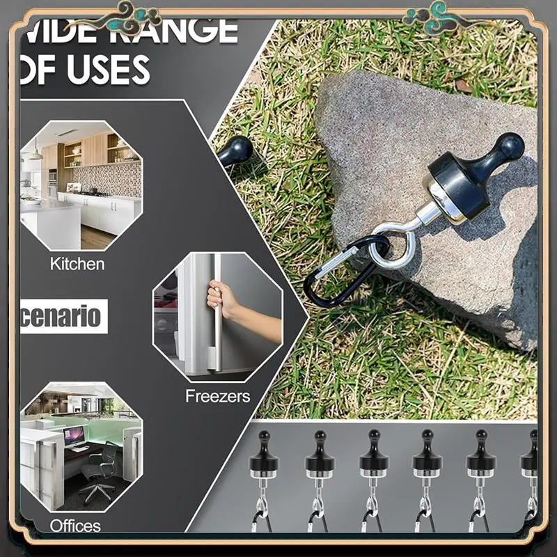 

Premium 6Pcs Canopy Magnetic Hook Portable Camping Tent Magnetic Hook With Carabiner Cruise Hanging Sturdy Magnet Clip Hanger