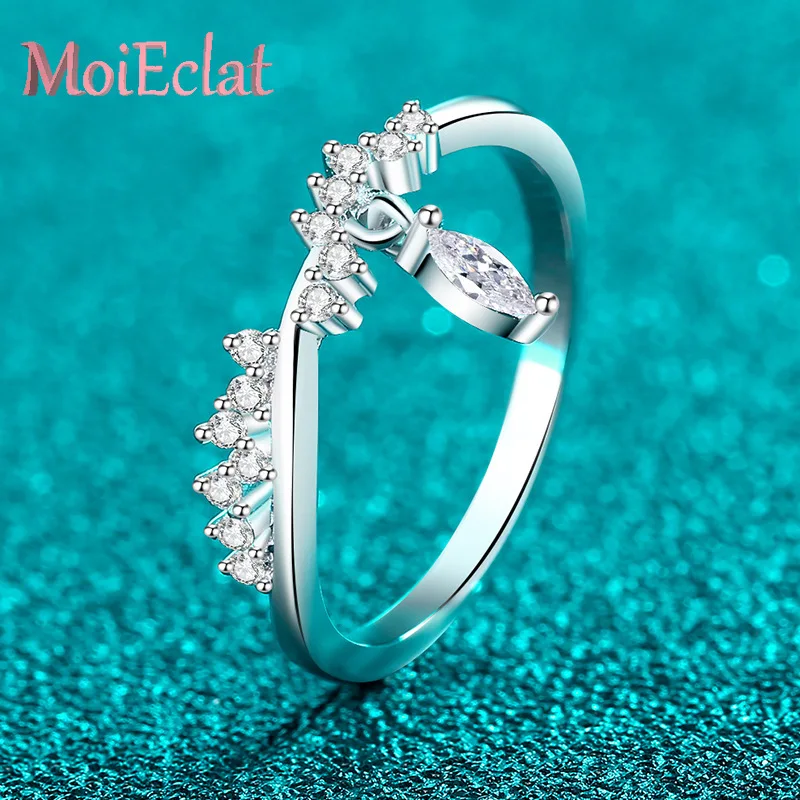 

Trendy Platinum Pt950 Leaf Drop Ring Fashion 21.2 Points Ful of Moissanite Luxury for Charm Women Wedding Party Jewelry Gift