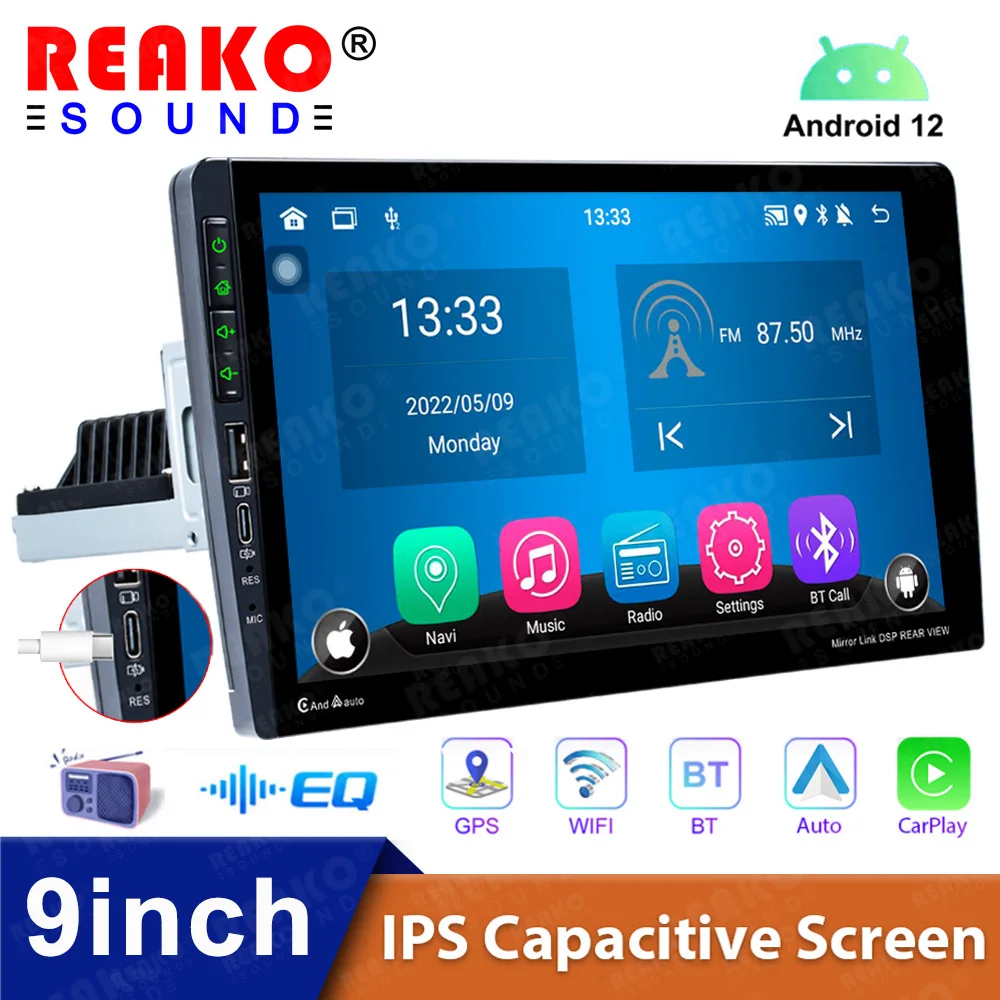 

REAKOSOUND 9'' Android 12 Car Radio Autoradio 1 Din Universal WIFI GPS Audio Multimedia Player For Hyundai Nissan Toyota Kia