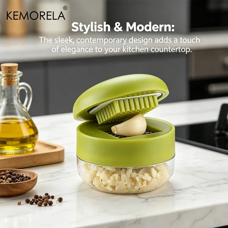 1PCS Mini Manual Garlic Press Crusher -Handheld Grinder Masher for Minced Garlic Ginger & Save Space Easy to Clean Kitchen Tool