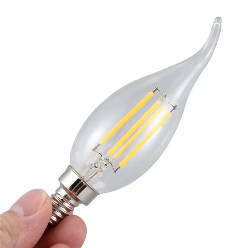 DT17 Dimmable E12 LED Candle Light Bulb, 4W COB Flame Filament Lamp 480LM Warm White, for Chandelier Home, 10 Pcs