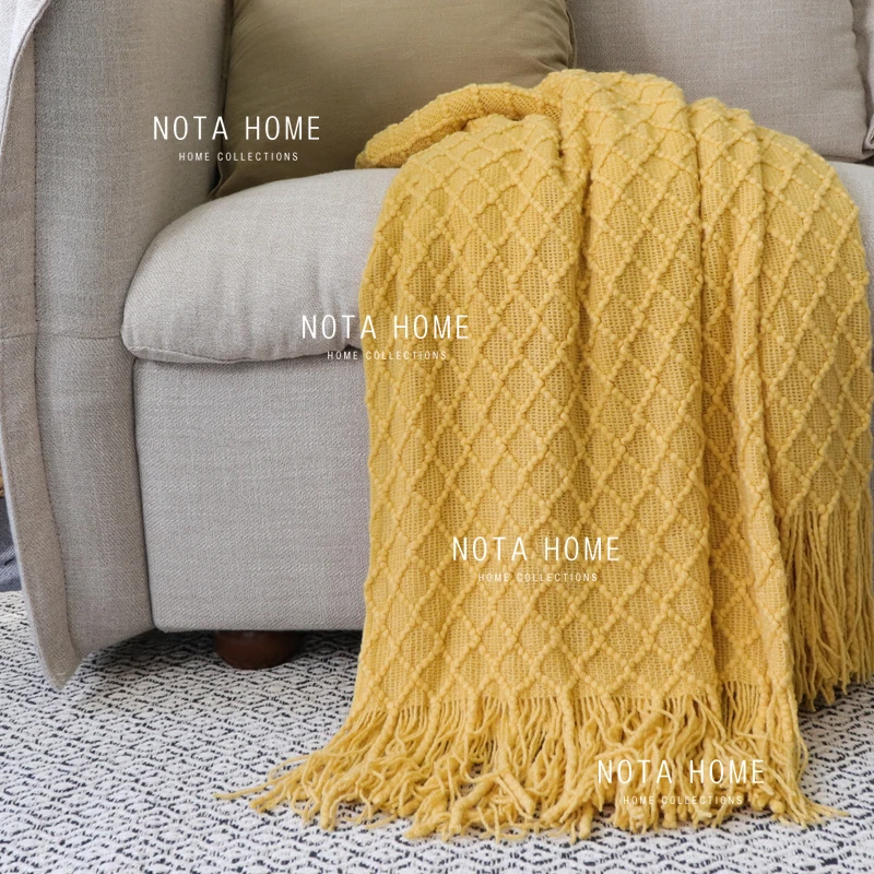 

Thick Sofa Nordic Style Blanket Tassel Office Winter Wearable Soft Blanket Warm Comfy Couverture Polaire Home Textile