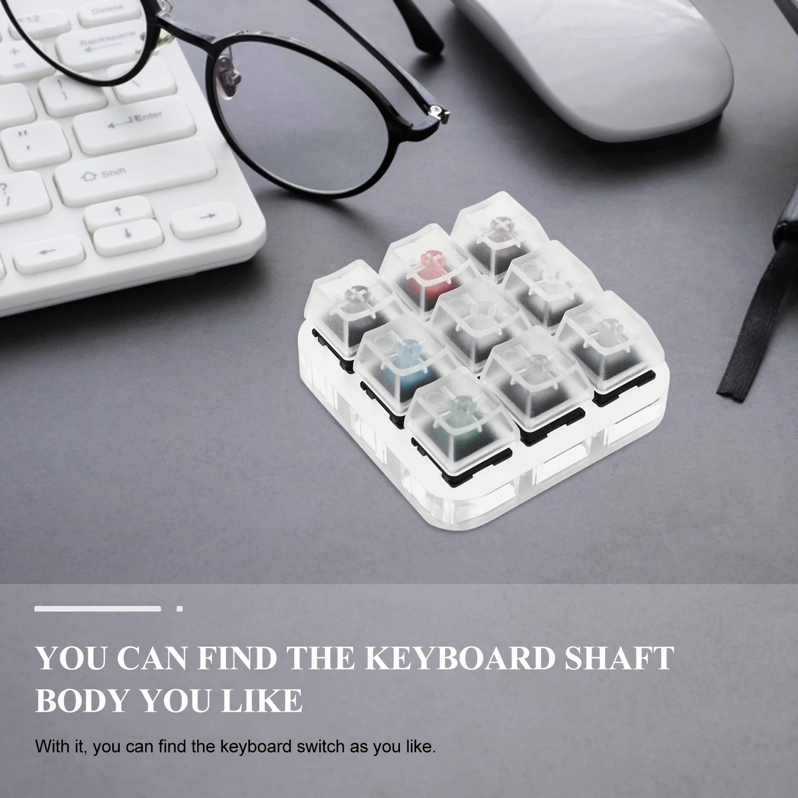 

9 Key Keyboard Shaft Tester ABS Acrylic Lightweight Durable Keyboard Shaft Tester Keycap Testing Tool Sampler Part