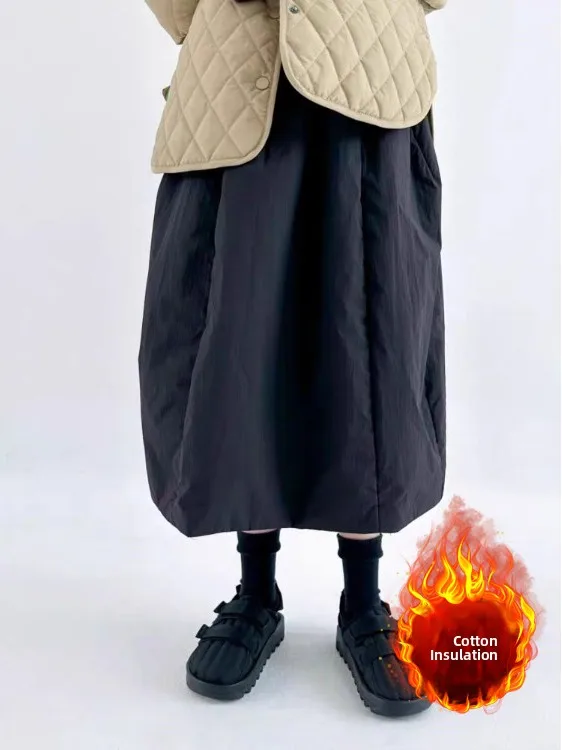 

Thickened down Cotton Half Skirt Large Size Women's Winter Fashion Warmth Flower Bud Mid-Length Skirts Retro Style Commute