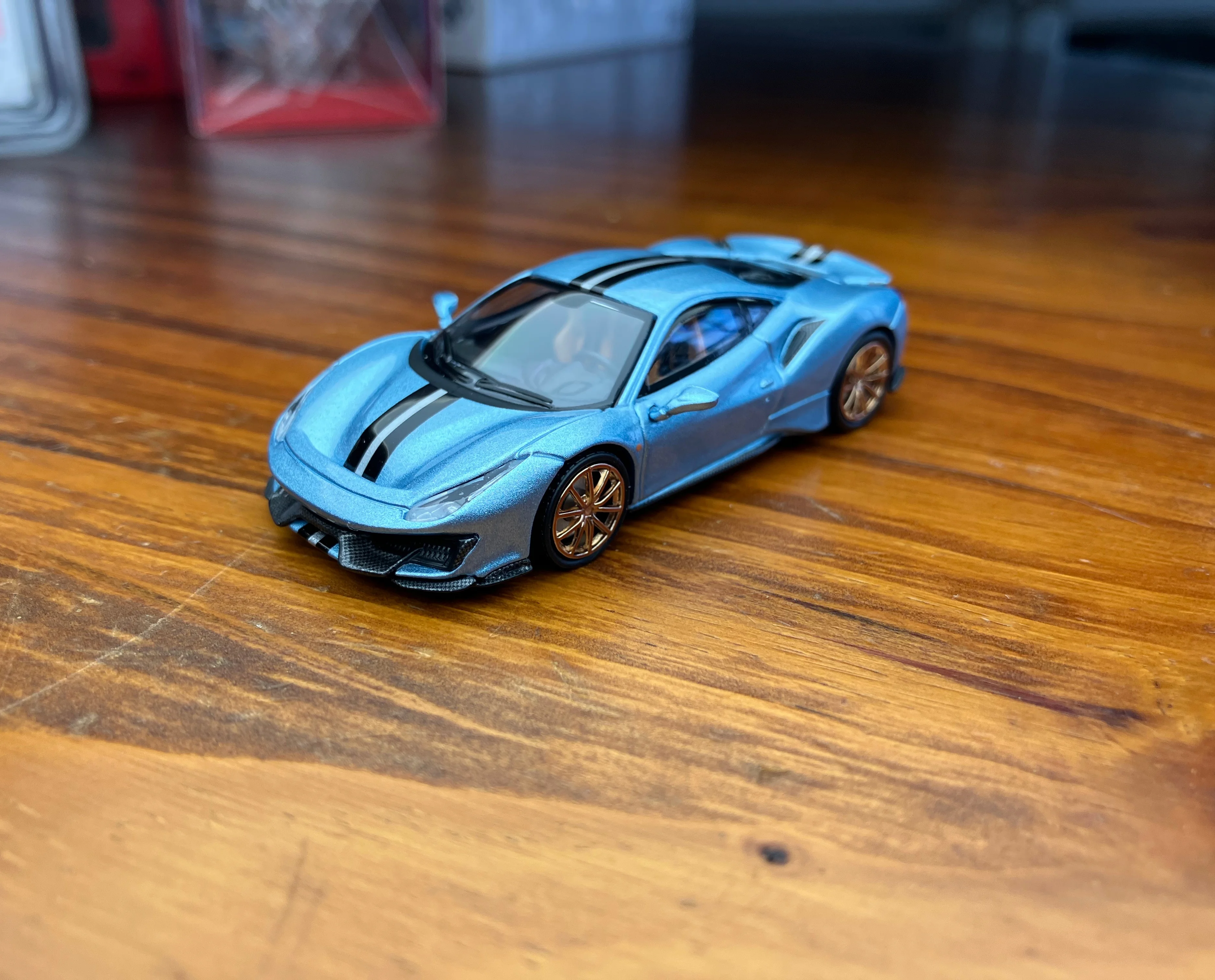 TOC 1/64 Scale 488 Pista Ice Blue Diecast Car Model Toy Collection Gift