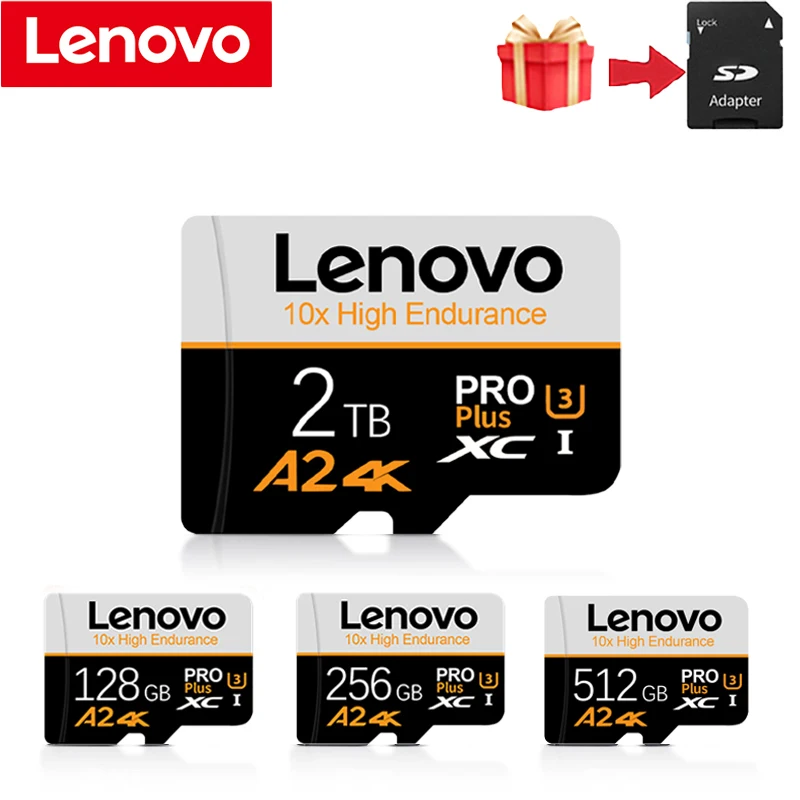 Lenovo-Original Micro TF Mini SD Card, Cartão de memória Flash, telefone, computador, câmera, 512GB, 128GB, 256GB, 1TB, 2TB, transporte da gota