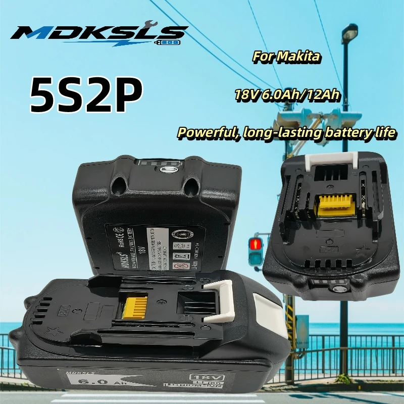 MDKSLS NEW for Makita 18V 6/12Ah Rechargeable Power Tools Battery with LED Li-ion Replacement LXT BL1860B BL1860 BL1850 VS 2026