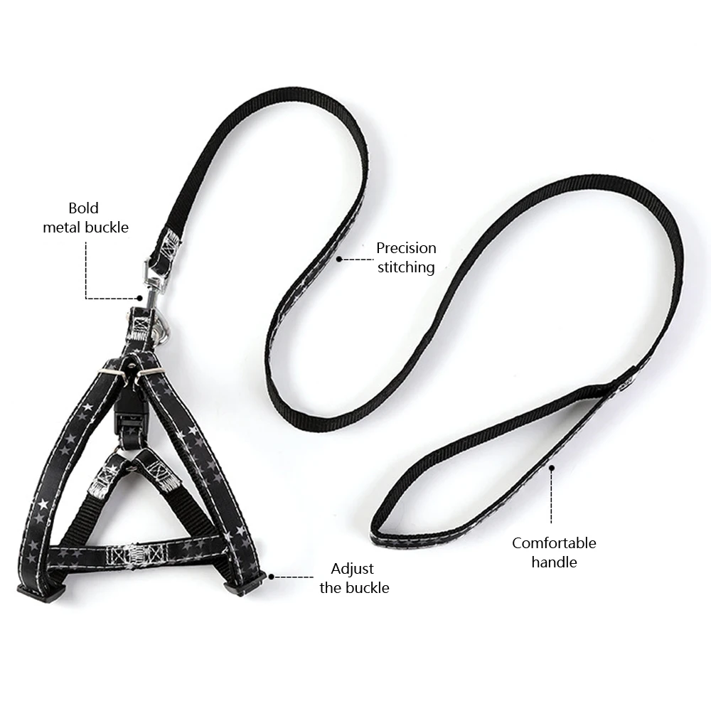Pet Dog Leash Harness Set, Adjustable Vest Harness Soft Padded Safety Leads for Small Medium Dog Puppy Training Walking Running