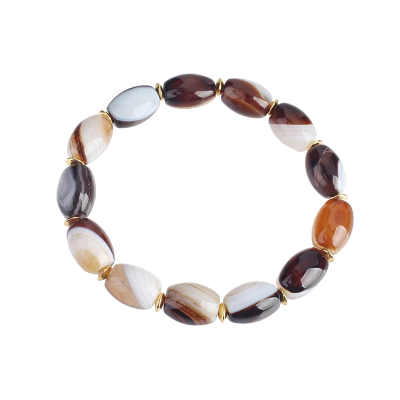 Crystal Color Treasure Natural Agate Barrel Bead Single Circle Bracelet for Men and Women Bracelet