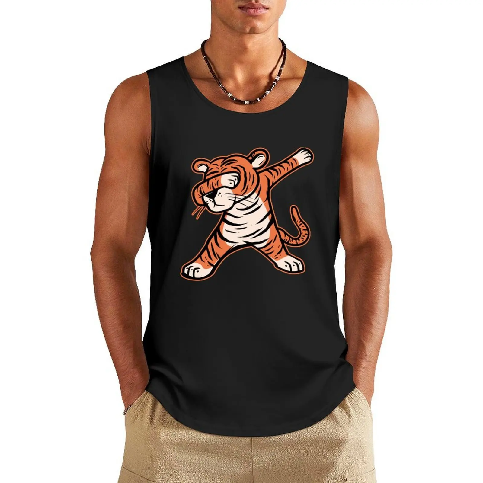 

Dabbing tiger Tank Top sleeveless Men's t-shirts quick-drying t-shirt basketball t-shirt Men's
