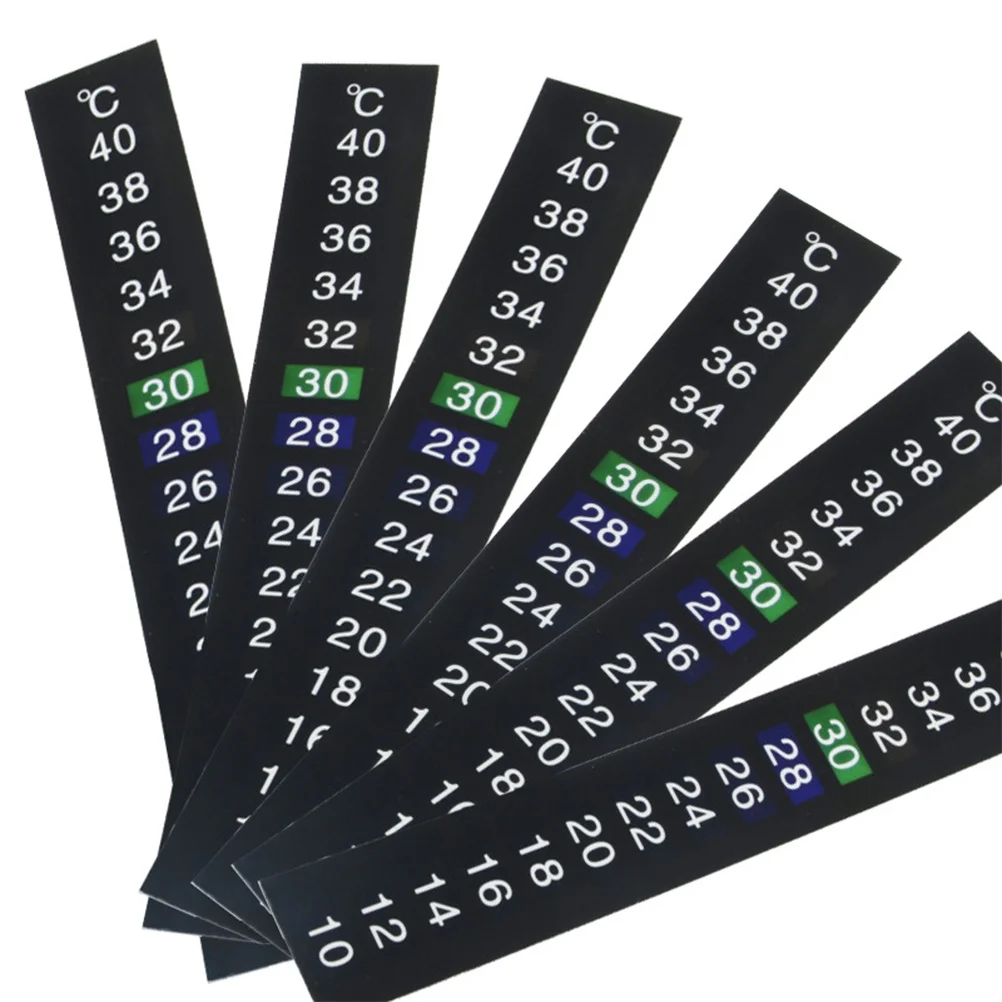 

10Pcs Easy Read Thermometer Strip 10- Indoor Temperature Measuring Liquid Crystal Discoloration Black Random Color