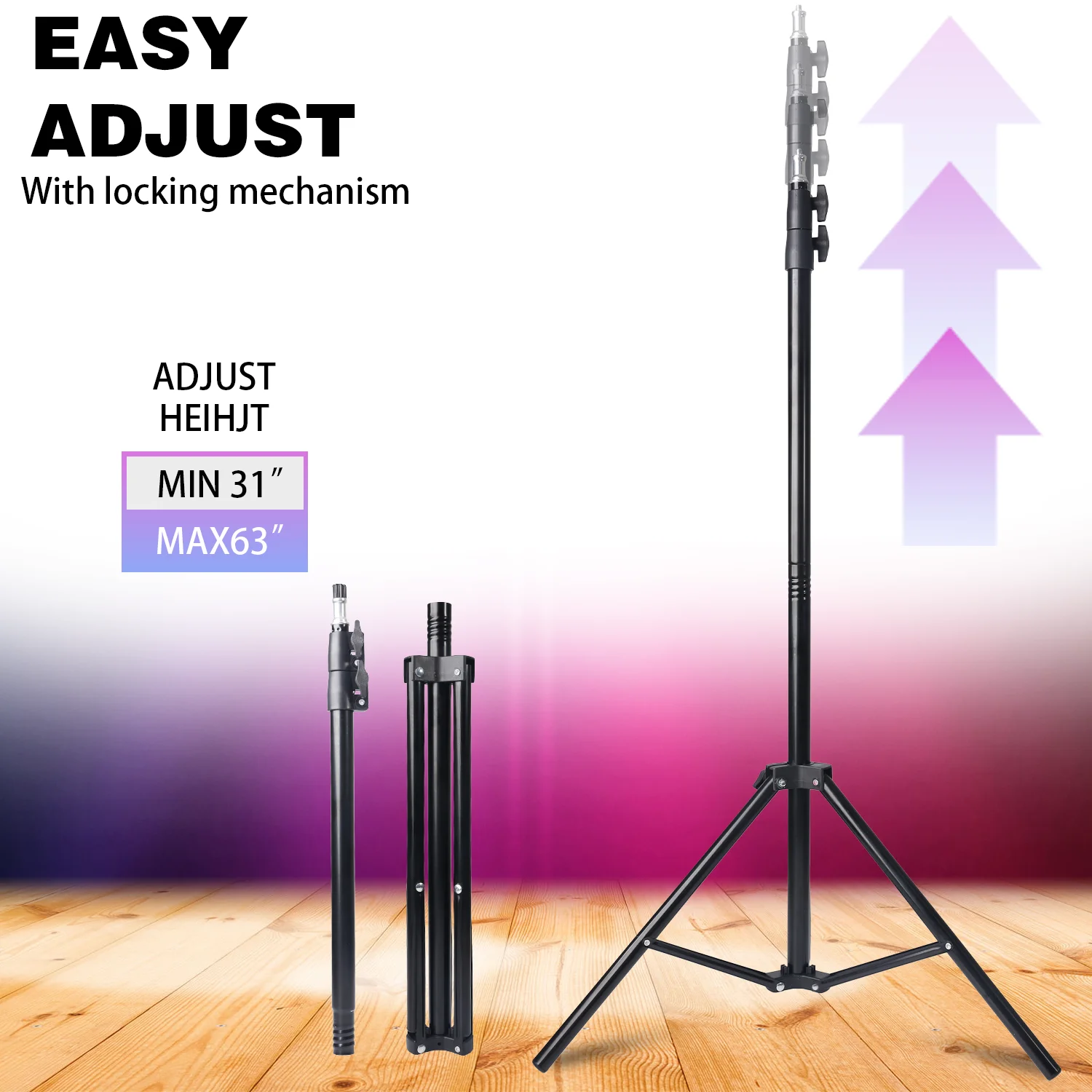 حامل ثلاثي قابل للتمديد مقاس 63 بوصة مع ضوء حلقة RGB مقاس 12 بوصة، وحوامل هاتف وعصا سيلفي مقاس 160 سم، وإضاءة LED للتصوير الفوتوغرافي #3