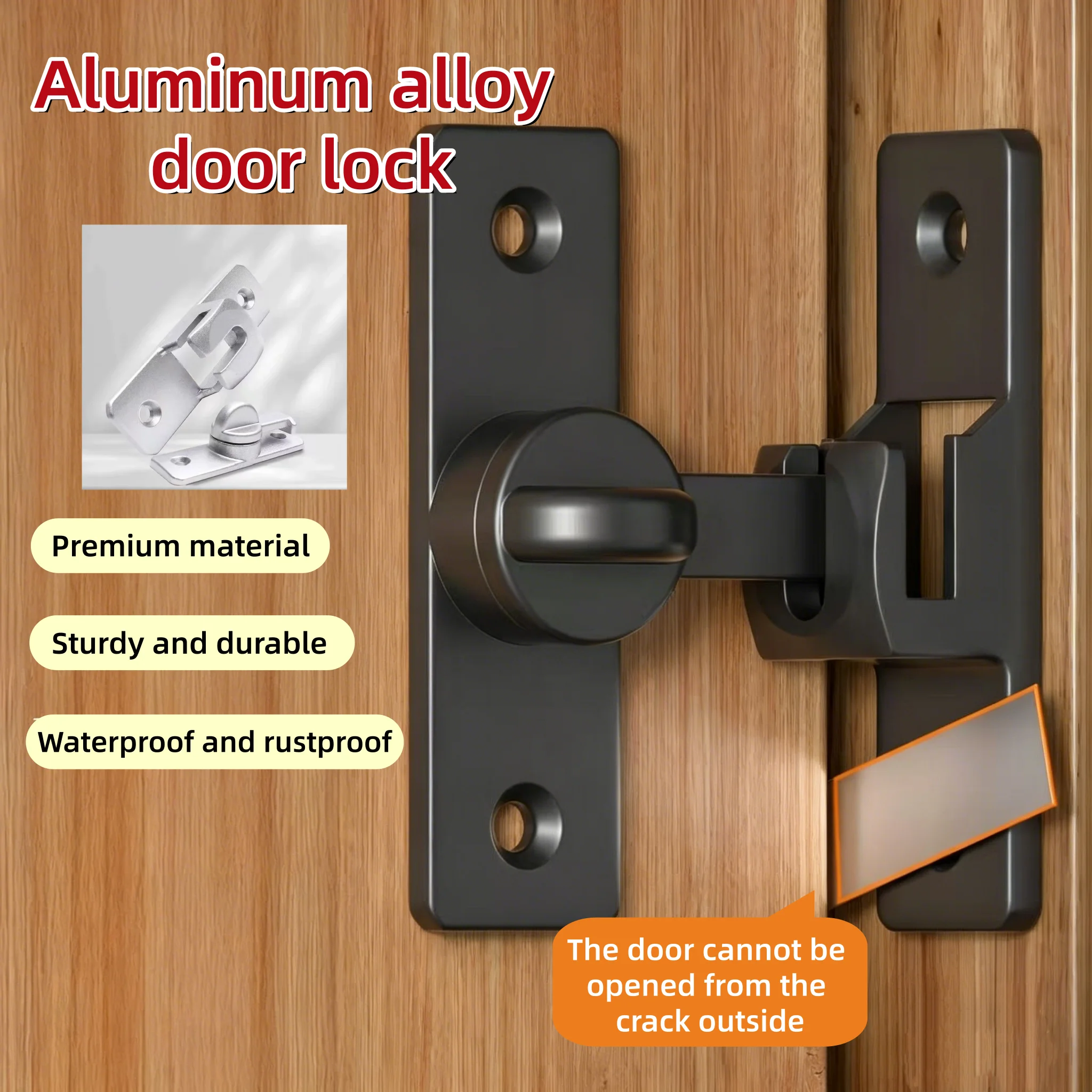 Barn door lock - heavy-duty 90 °/180 ° sliding door safety, rust proof double cabinet, used for barn doors, bathrooms, gardens