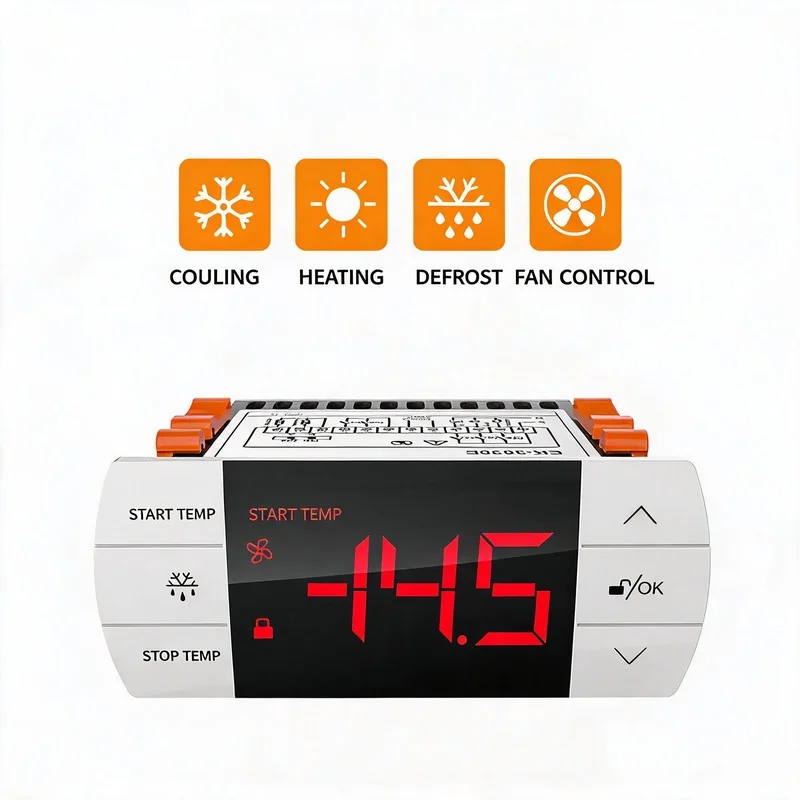 EK-3030E Temperature Controller Refrigeration Defrost SMS Alarm Cold Storage Thermostat RS485 Modbus Fan Control 220V