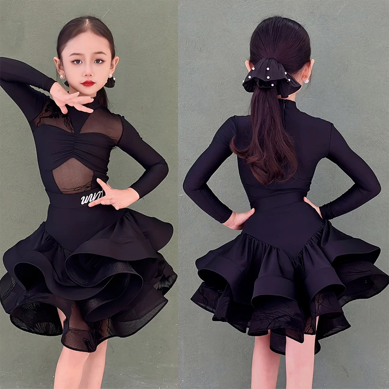 

Платье для латинских танцев сальсы для девочек, самба, танго, румба, одежда для латинских танцев, детское танцевальное платье, платья для соревнований по бальным танцам, детские платья