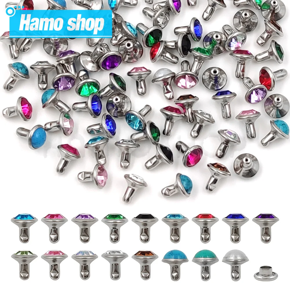 85/100 Sets 7mm Metall-Strassnieten Bunte Imitationskristall-Spikes Punk-Nieten für DIY Lederhandwerk Schuhe Accessoires