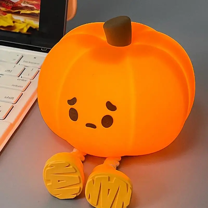 

Halloween Pumpkin Night Lights Rechargeable Silicone Safe Lamp Decorations Dimmable Nursery Nightlight Kids Baby Halloween Gifts