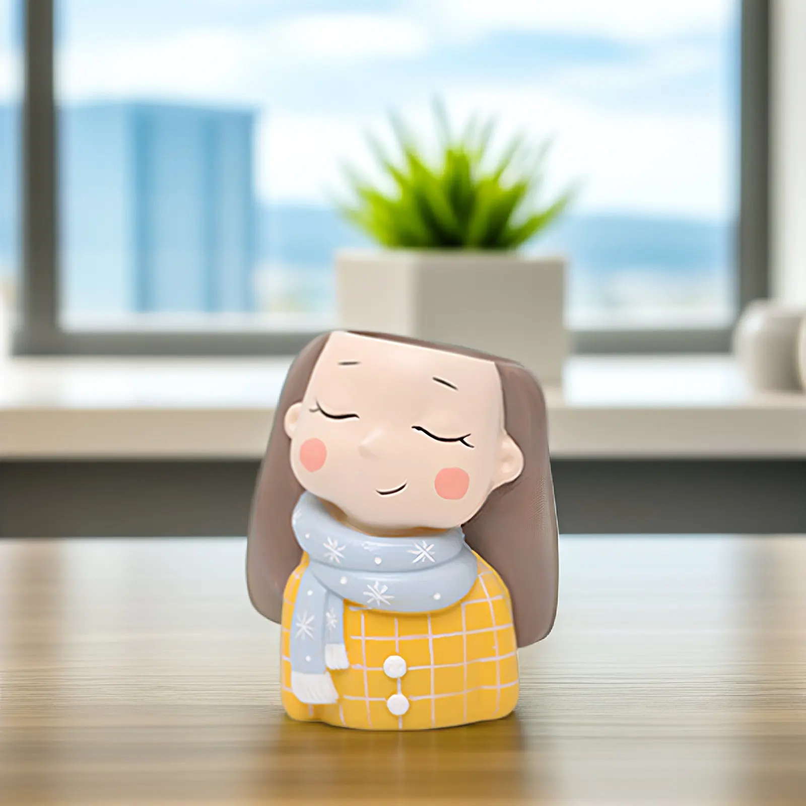 4Pcs Cartoon Resin Succulent Pots for Home Office Desk Decor Small Flower Planters Garden Balcony Bookshelf Decoration Gift