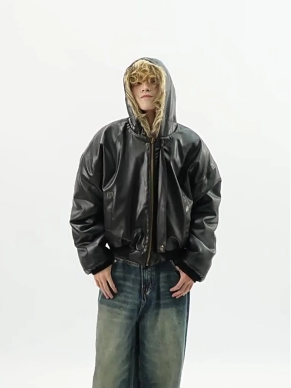 على الوجهين ارتداء تقليد فرو المنك معاطف الرجال 2025 شتاء جديد شيك صديقة للبيئة الفراء موضة مقنعين فو سترات من الجلد سترات