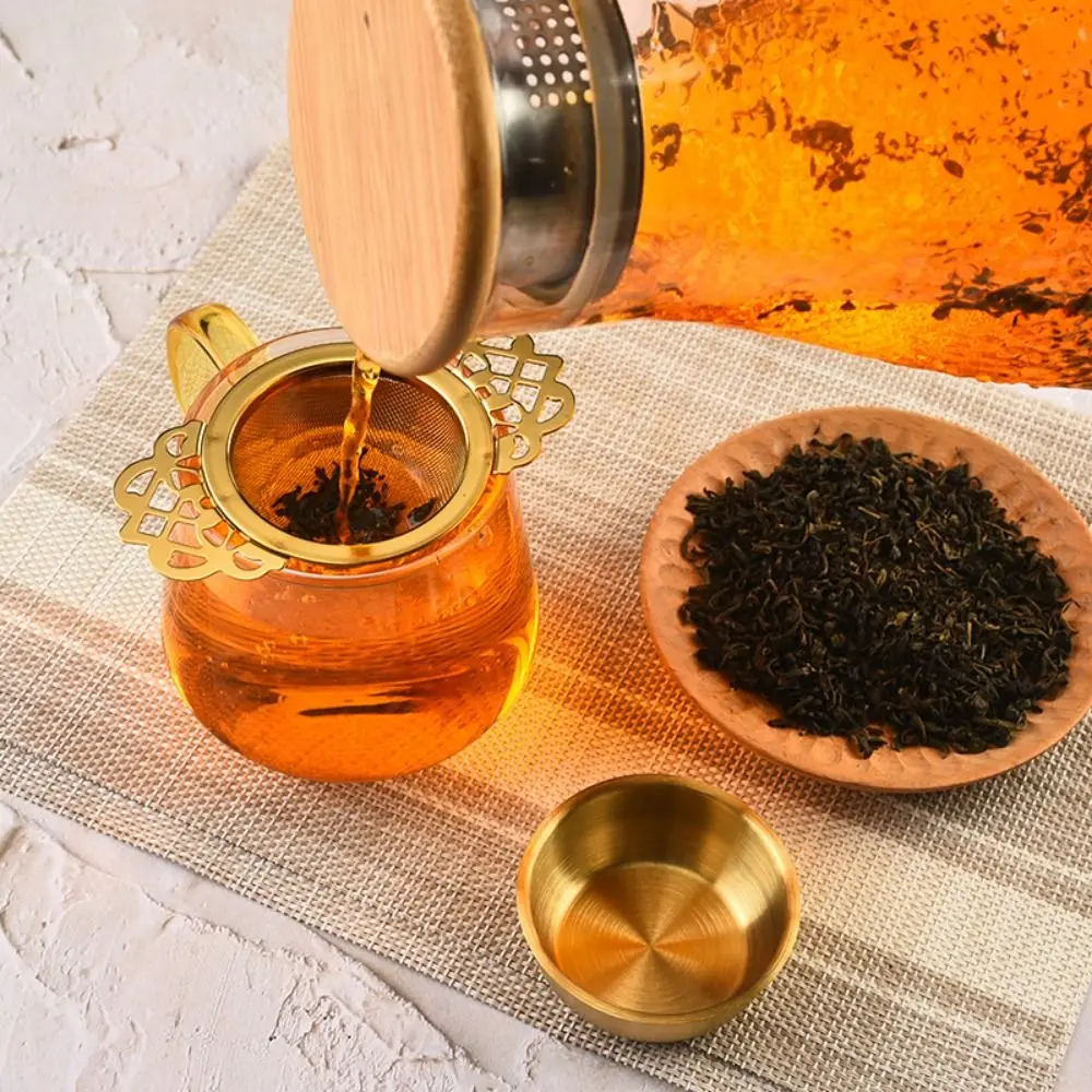 Stainless Steel Double Ear Tea Filter Easy Clean Flower/Long Handle Hanging Tea Strainer Food-grade Reusable