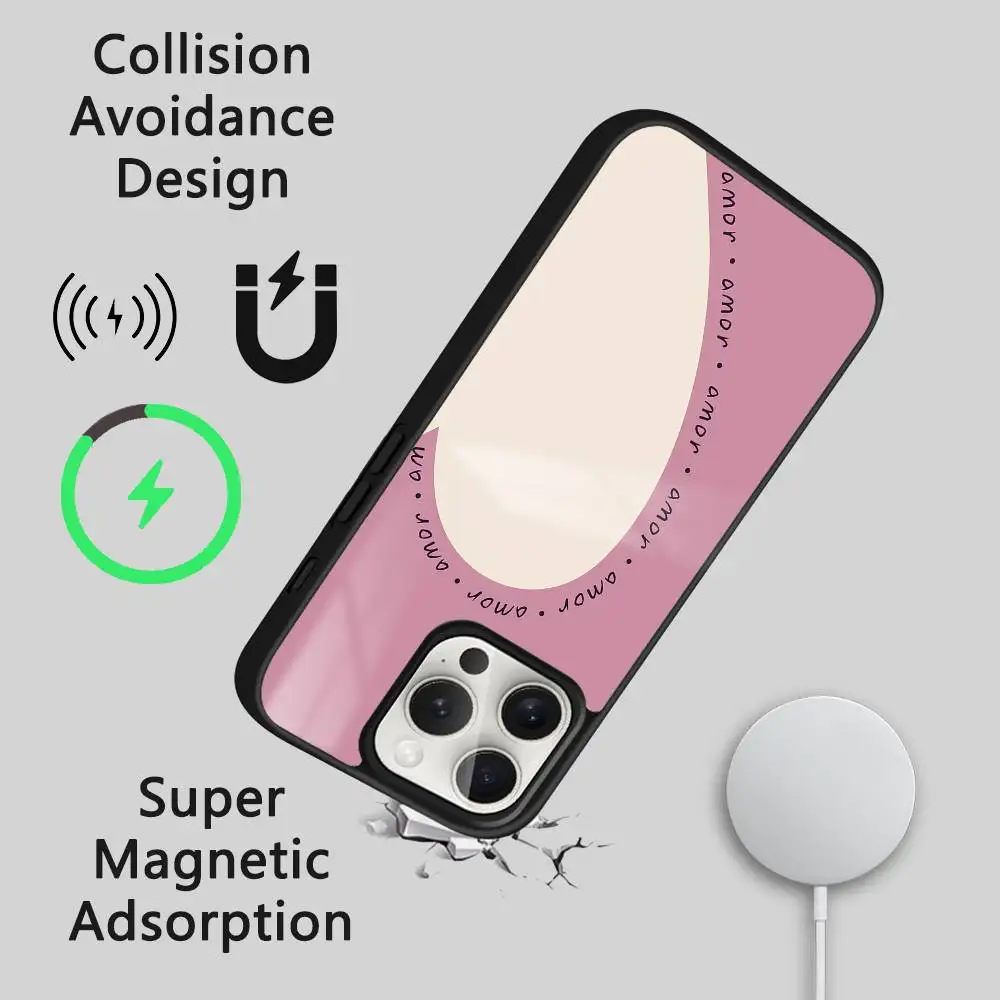 Love couple phone case for iPhone 17 16 15 14 13 12 11 Pro Max Plus Mini Magsafe Magnetic Wireless Mirror Funda