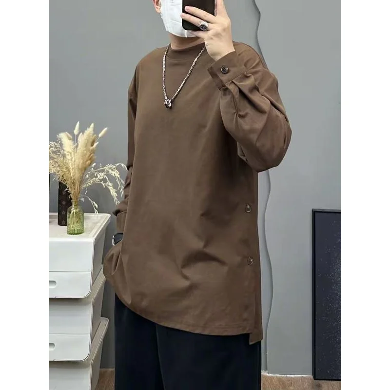 

Spring and Summer Long-sleeved Short-sleeved Solid Color Round Neck Versatile T-shirt