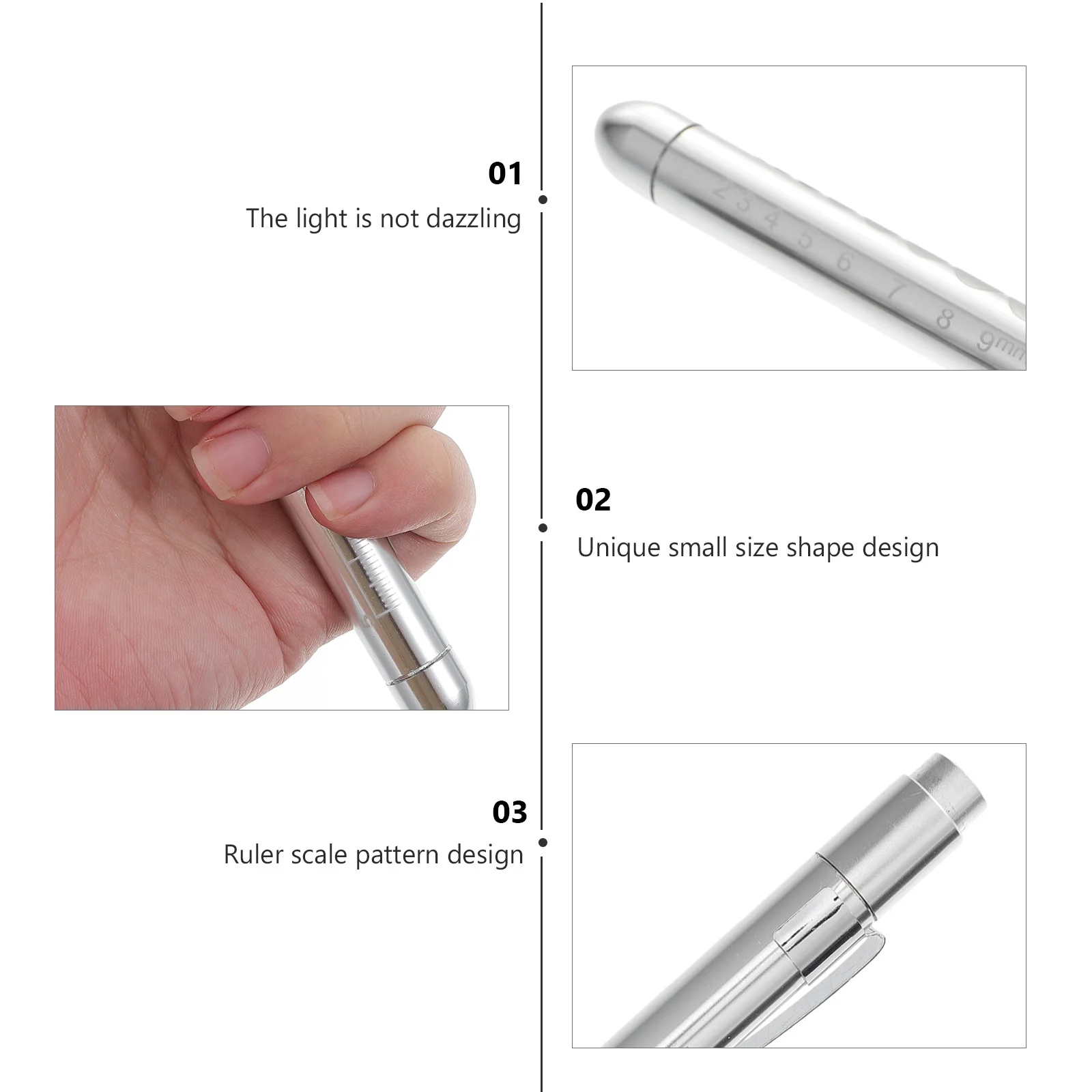 2pcs Led Inspection Pen Light Medical Pupil Checker Compact Aluminum Alloy Ruler Scale Portable Doctor Nurse Tool Lamp