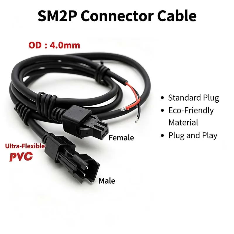 5PCS SM2P Single-Male Industrial Vision Light Cable; SM2PIN Single-Female LED Inspection PVC Connection Cable