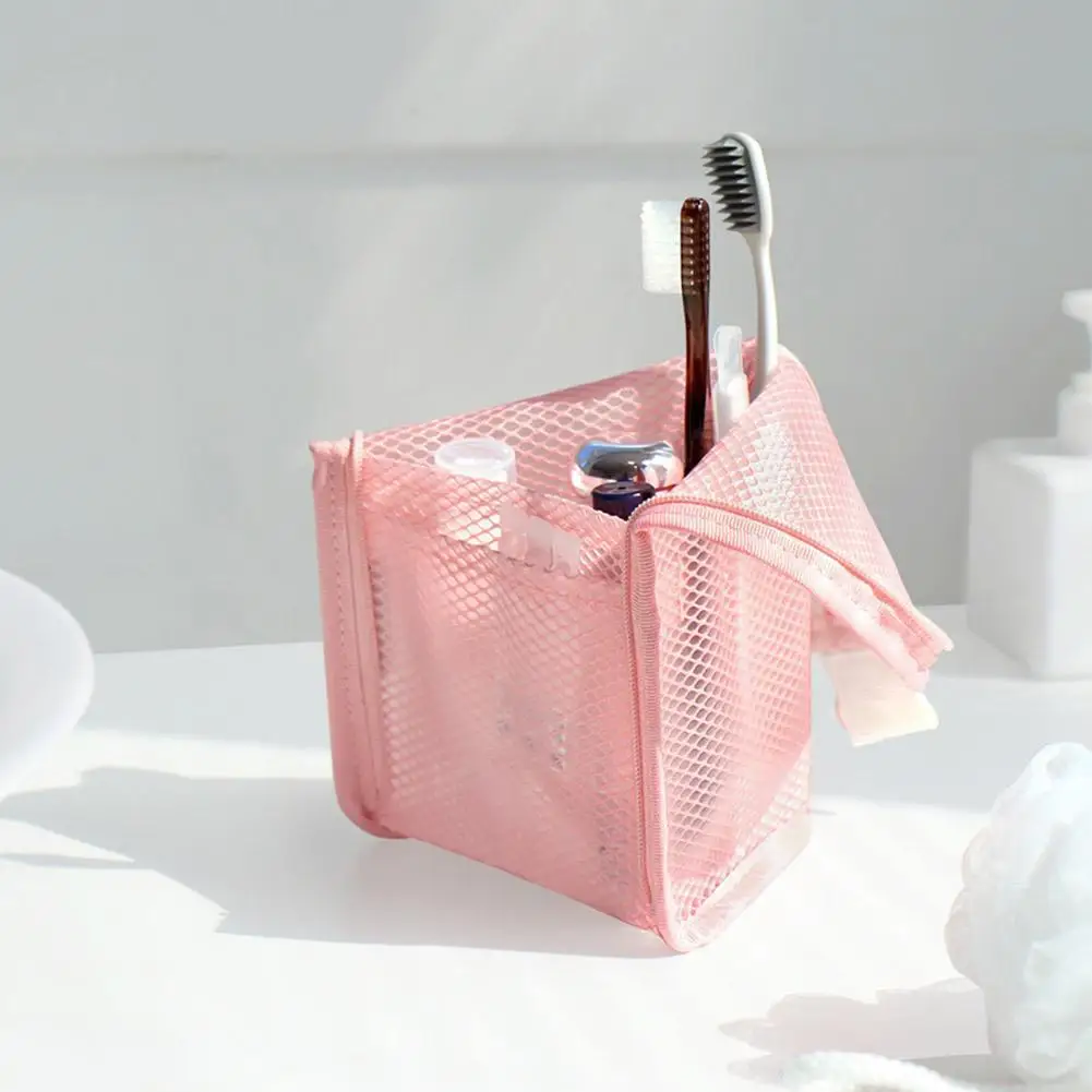NEUE Stehende Netz-Kulturtasche für Damen – Tragbarer Kosmetik-Organizer, wasserdichte Reise-Zahnbürsten-Aufbewahrungstasche, Beauty-Beutel – Detail 7