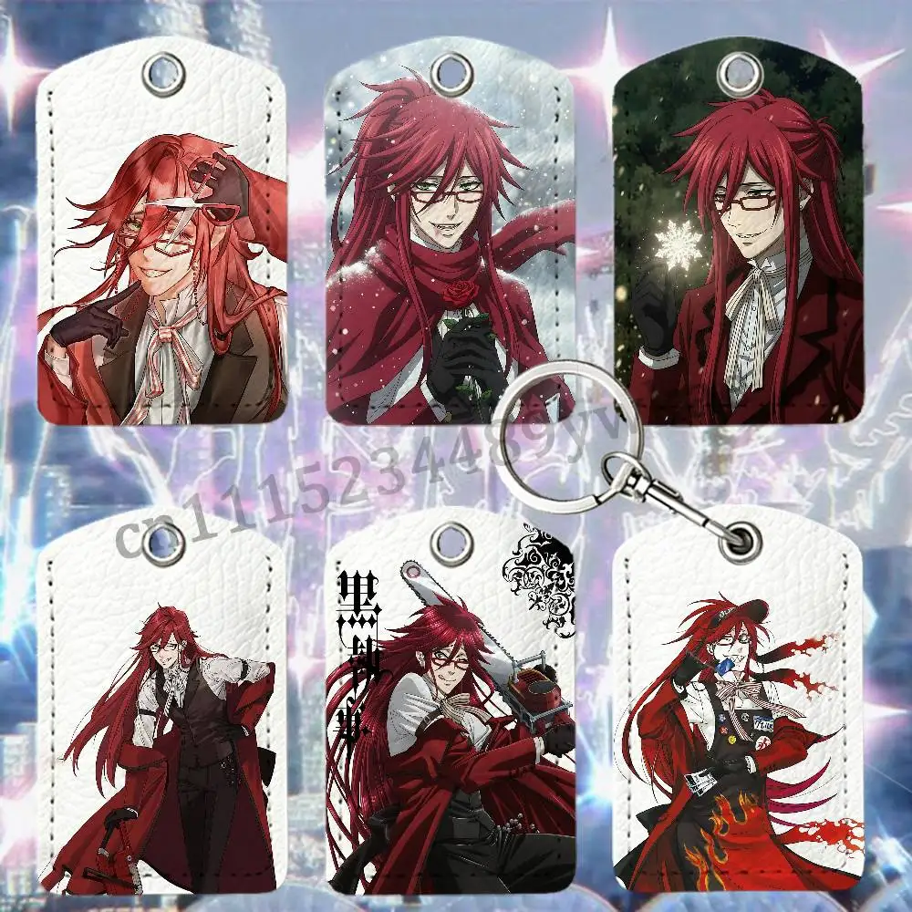 G-Grell S-Sutcliff PU Leather IC Holder Keychain RFID Access Control Door Elevator Card Protector 4.5x6cm